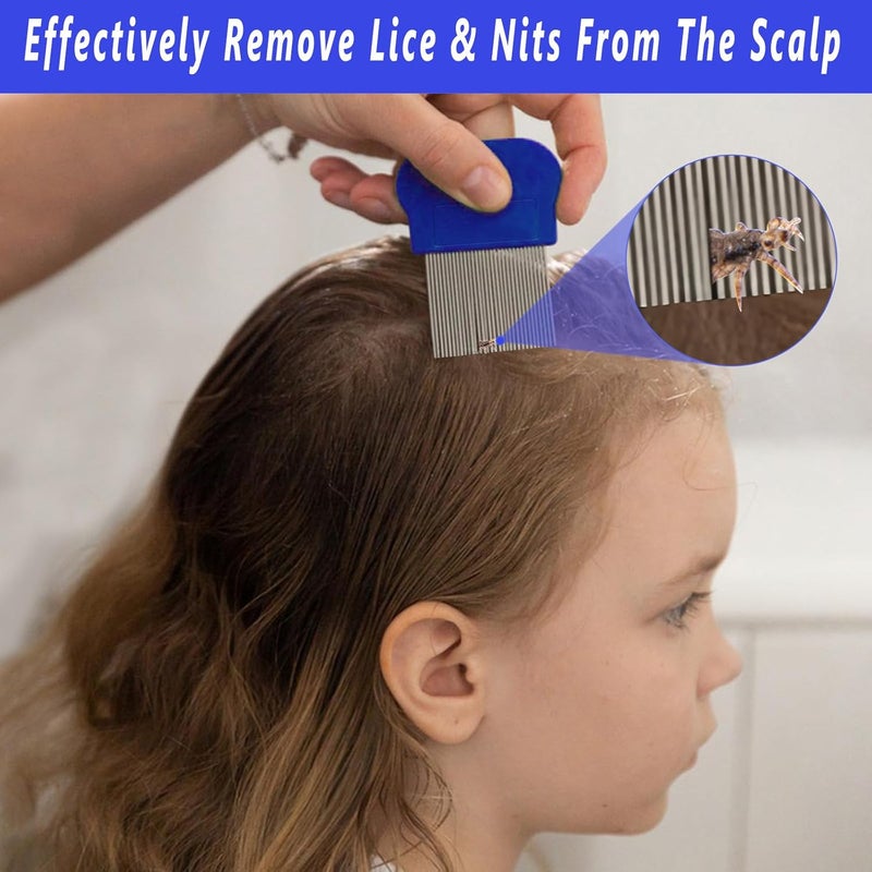 LABOTA Lice Comb, 8 Pcs Flea Comb, Hair Double Sided Fine Tooth Combs, Removal Dandruff,with Metal Teeth,Stainless Steel Louse and Nit Combs for Head Lice Treatment - Image 5